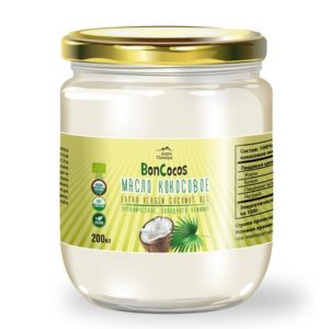 Кокосовое масло органическое холодного отжима (Virdgin Coconut Oil),200мл, ст/б, BONCOCOS