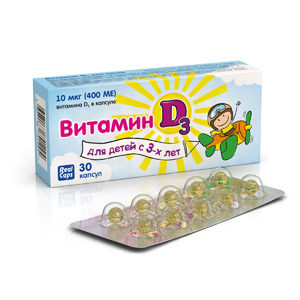 Витамин D3 для детей, 200 мг, 30 капс, Real Caps